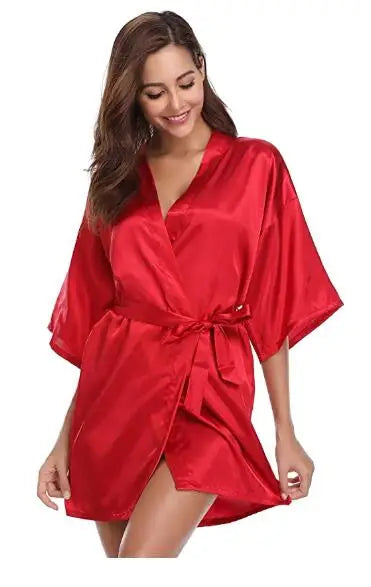 Green Nightgown Solid Color Kimono Lady Elegant Bathrobe Satin Homewear Wedding Bridal Gift Sleepwear Sexy Intimate Lingerie