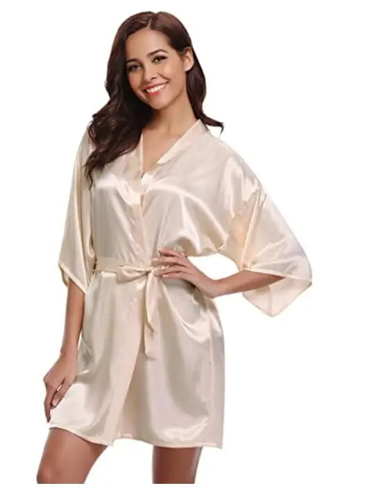 Green Nightgown Solid Color Kimono Lady Elegant Bathrobe Satin Homewear Wedding Bridal Gift Sleepwear Sexy Intimate Lingerie
