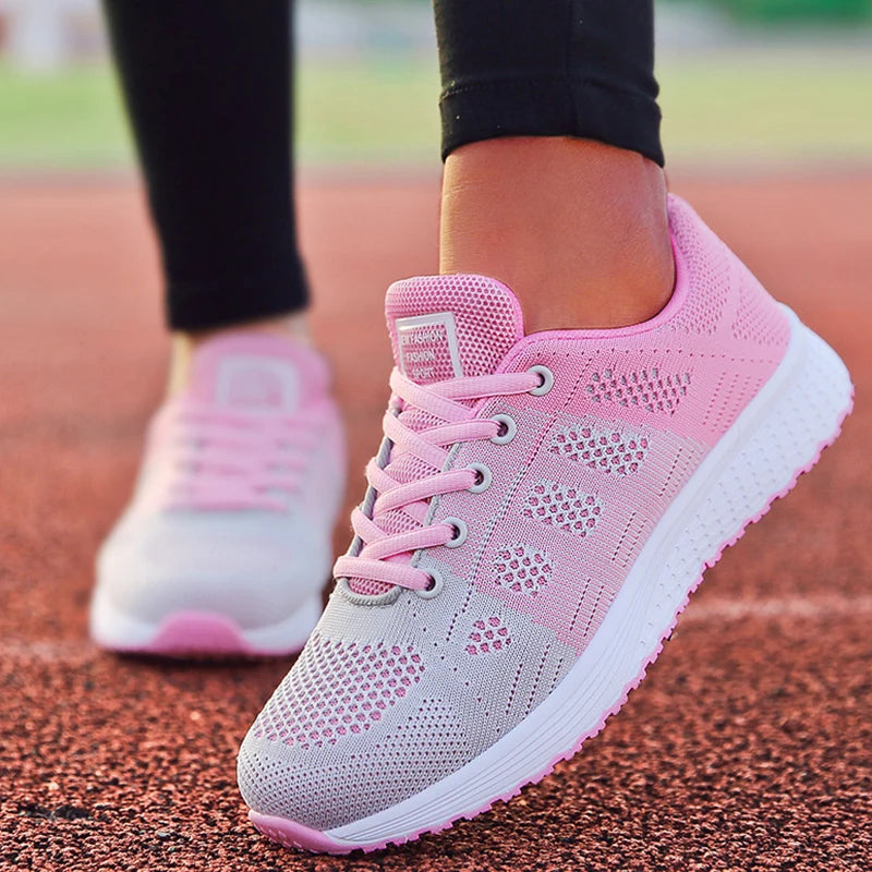 Fashion 2025 New Women's Sneakers Mesh Fabric Woman Shoes Walking Sneaker Woman Lace Up Tenis Feminino Sneakers For Women