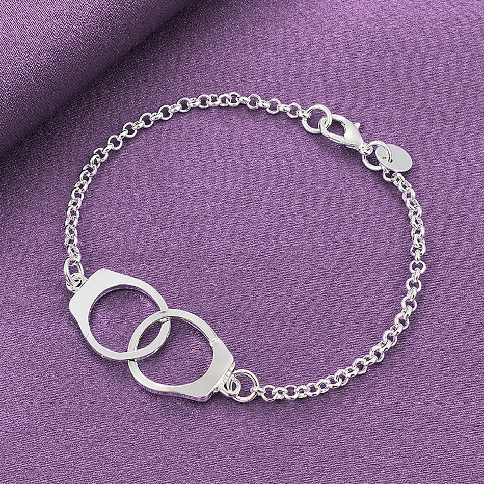 CHSHINE Fine 925 Sterling Silver Handcuffs Bracelet For Women Lovers Wedding Engagement Party Fashion Charm Jewelry Gifts