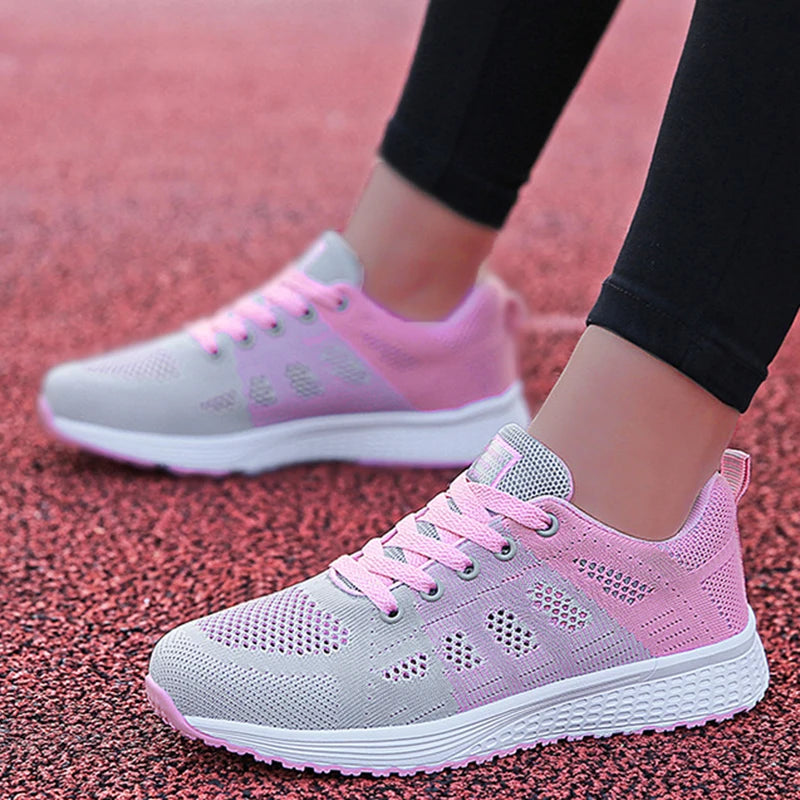 Fashion 2025 New Women's Sneakers Mesh Fabric Woman Shoes Walking Sneaker Woman Lace Up Tenis Feminino Sneakers For Women