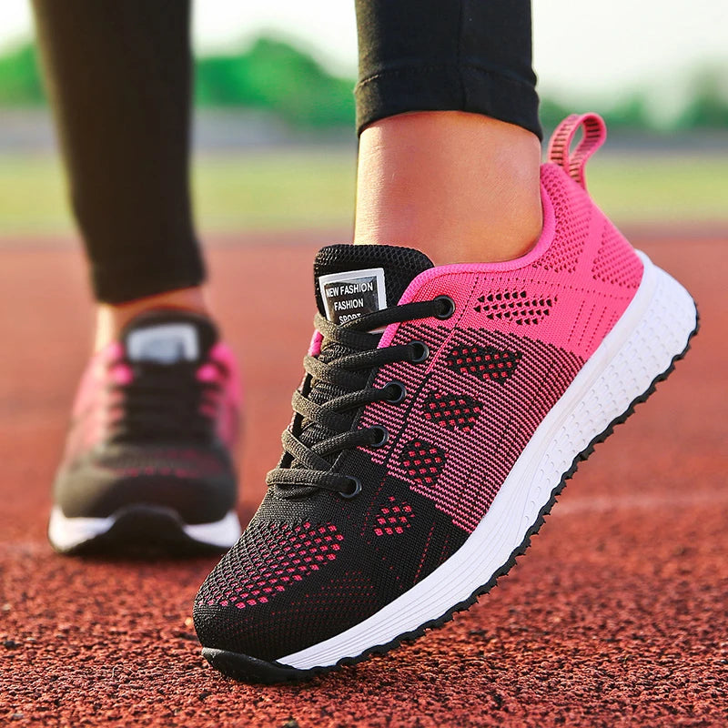 Fashion 2025 New Women's Sneakers Mesh Fabric Woman Shoes Walking Sneaker Woman Lace Up Tenis Feminino Sneakers For Women