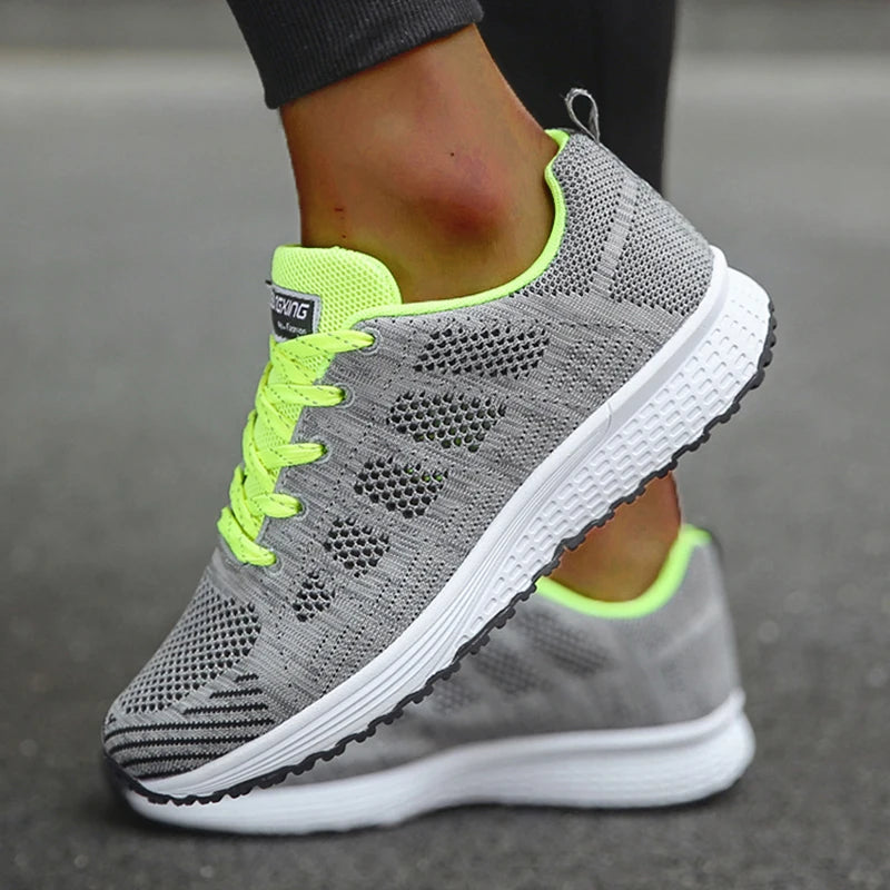 Fashion 2025 New Women's Sneakers Mesh Fabric Woman Shoes Walking Sneaker Woman Lace Up Tenis Feminino Sneakers For Women