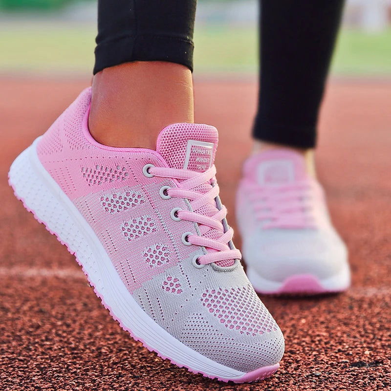 Fashion 2025 New Women's Sneakers Mesh Fabric Woman Shoes Walking Sneaker Woman Lace Up Tenis Feminino Sneakers For Women