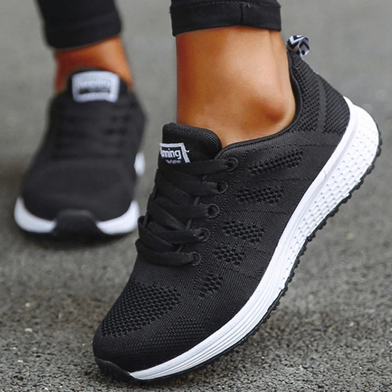 Fashion 2025 New Women's Sneakers Mesh Fabric Woman Shoes Walking Sneaker Woman Lace Up Tenis Feminino Sneakers For Women