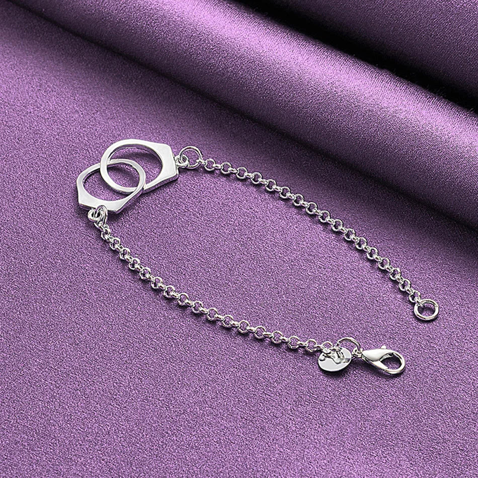 CHSHINE Fine 925 Sterling Silver Handcuffs Bracelet For Women Lovers Wedding Engagement Party Fashion Charm Jewelry Gifts