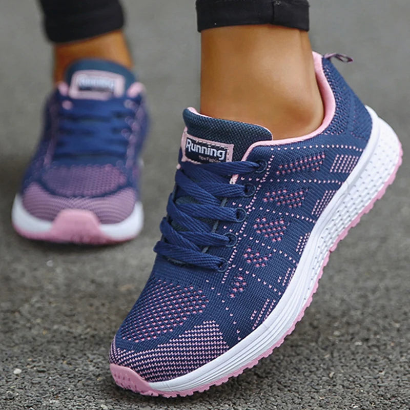 Fashion 2025 New Women's Sneakers Mesh Fabric Woman Shoes Walking Sneaker Woman Lace Up Tenis Feminino Sneakers For Women