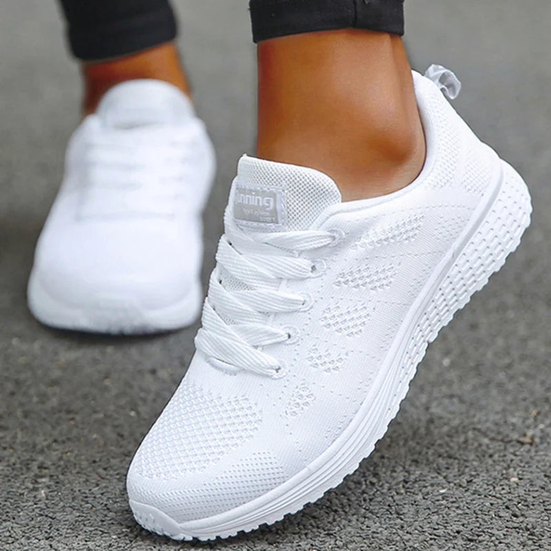 Fashion 2025 New Women's Sneakers Mesh Fabric Woman Shoes Walking Sneaker Woman Lace Up Tenis Feminino Sneakers For Women