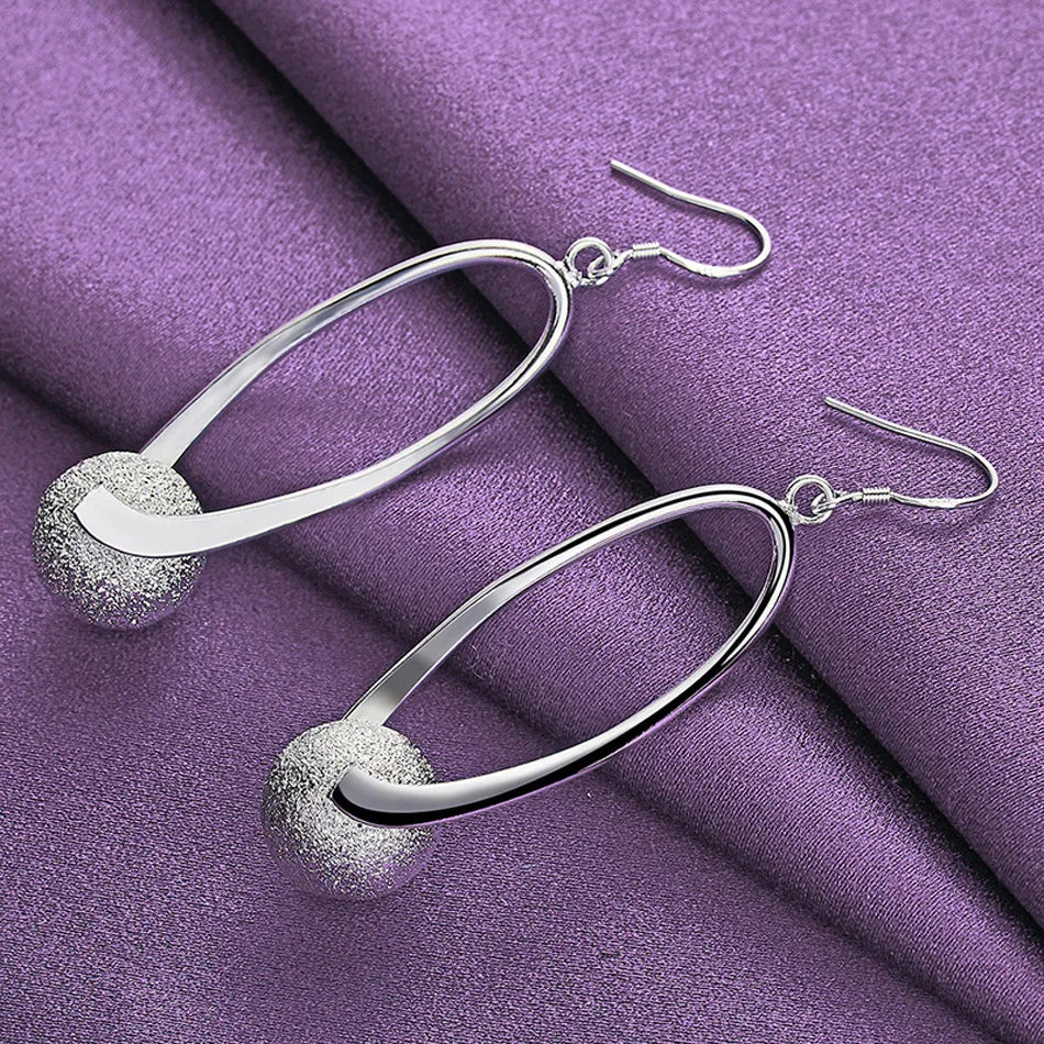 CHSHINE 925 Sterling Silver Matte Ball Drop Earrings For Women Wedding Party Fashion Charm Jewelry
