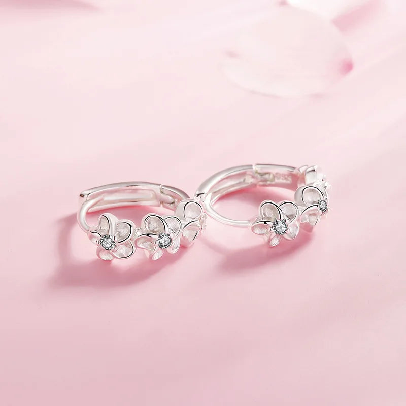 CHSHINE 925 sterling silver new women's fashion high quality jewelry crystal zircon flower type three five-leaf flower earrings