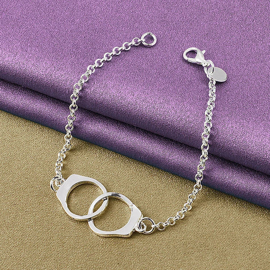 CHSHINE Fine 925 Sterling Silver Handcuffs Bracelet For Women Lovers Wedding Engagement Party Fashion Charm Jewelry Gifts
