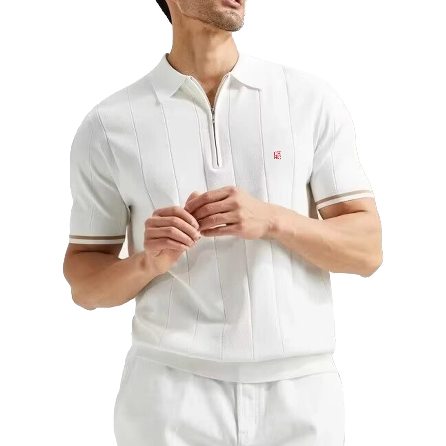 CHCH 2025 New Summer Ribbed Knit Polo Shirt for Men Breathable and Cool Brand Quality Mens Textured Polo Shirts