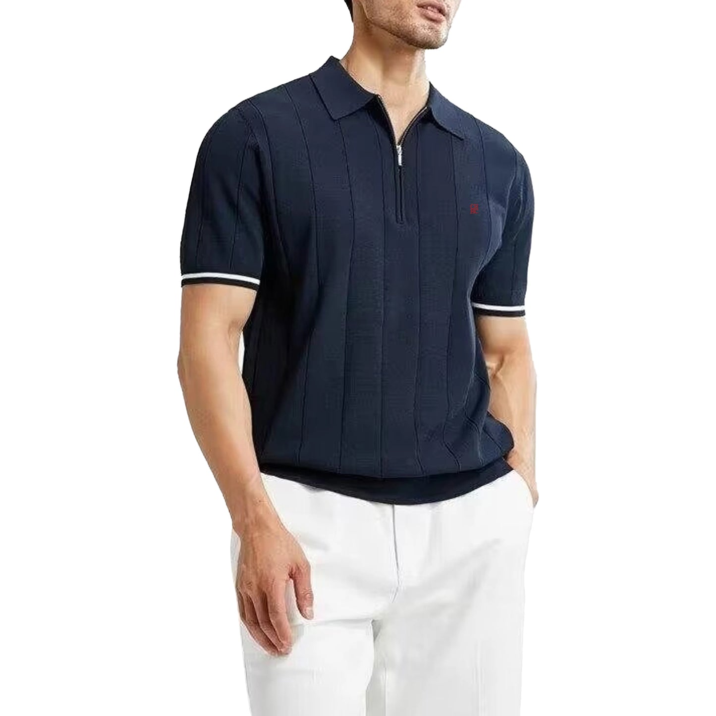 CHCH 2025 New Summer Ribbed Knit Polo Shirt for Men Breathable and Cool Brand Quality Mens Textured Polo Shirts