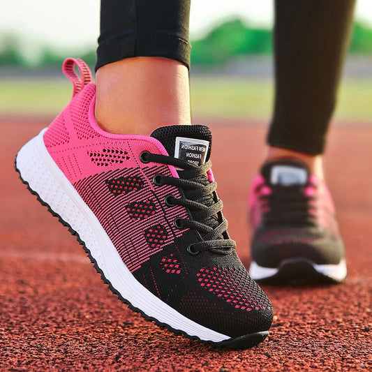 Fashion 2025 New Women's Sneakers Mesh Fabric Woman Shoes Walking Sneaker Woman Lace Up Tenis Feminino Sneakers For Women