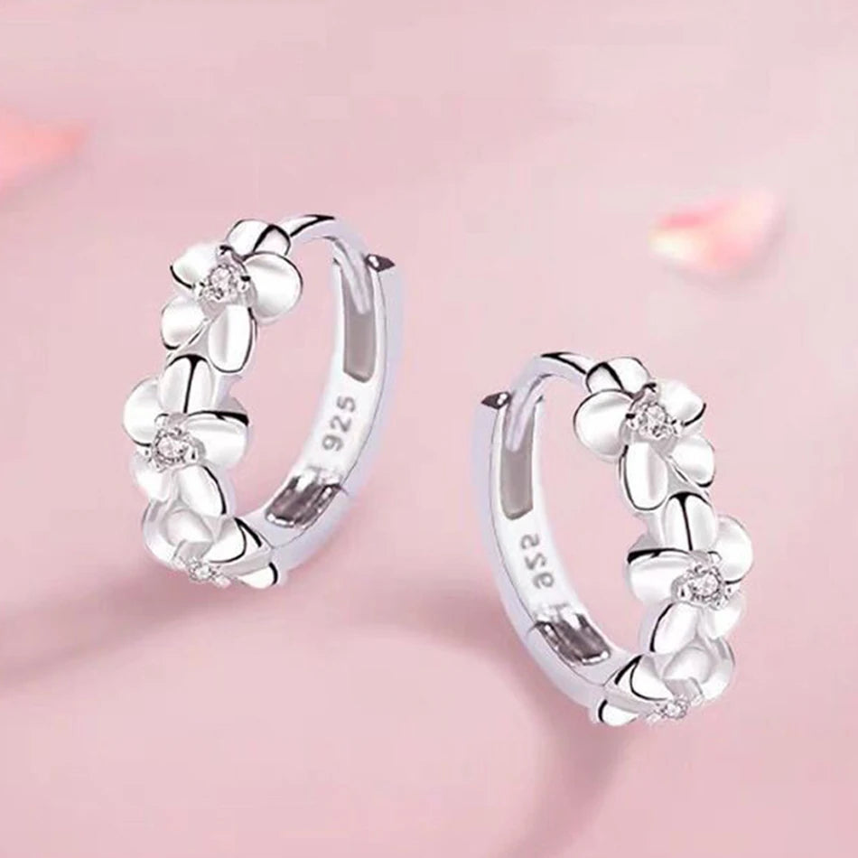 CHSHINE 925 sterling silver new women's fashion high quality jewelry crystal zircon flower type three five-leaf flower earrings